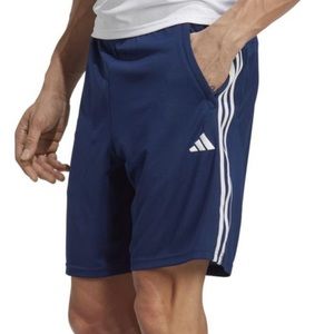Adidas 
Men's Blue Train Essentials Classic-fit Aeroready 3-stripes 10"  Shorts